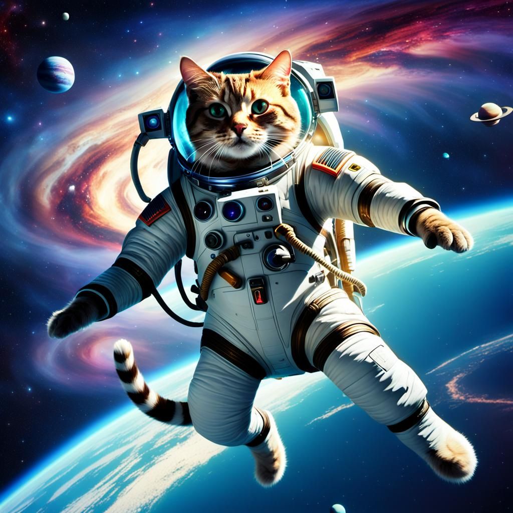 Cat Among the Stars in Sci-Fi Concept Art