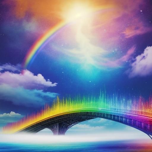 Ethereal Rainbow Bridge to Heaven in Vibrant Colors