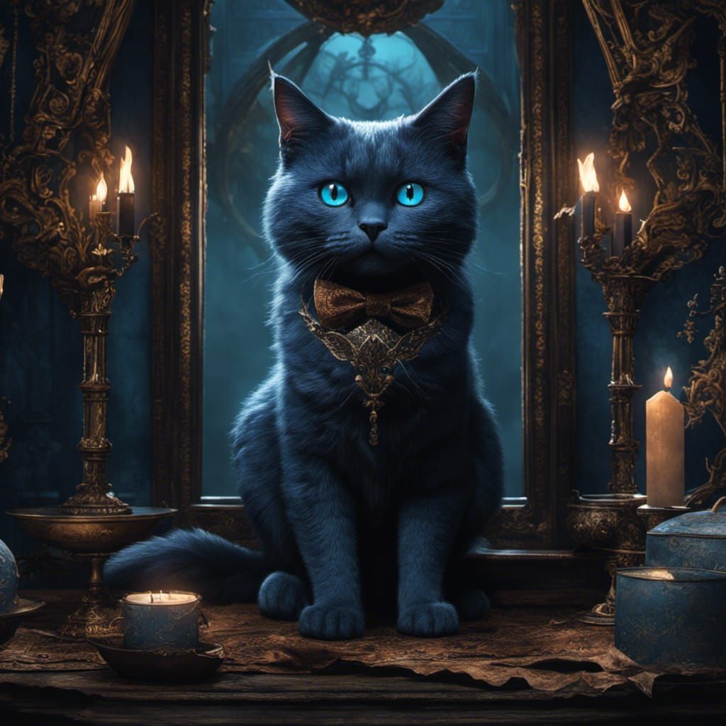 Creepy Cats in Dark Fantasy Style