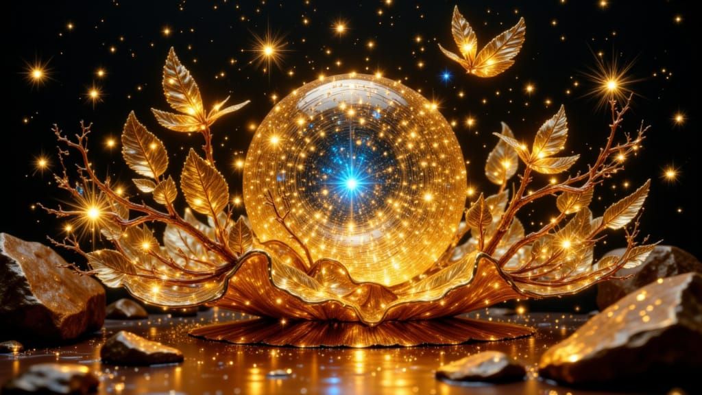 Kinetic Sculpture of Celestial Object in Starry Sky