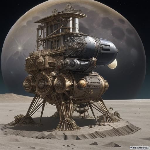 Columbiad Space Gun Launch in Victorian Steampunk Style