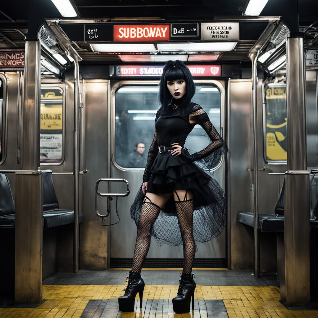 Jirai Kei Fashion Portrait in Subway