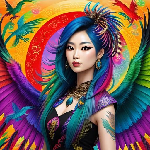 Dragon Scale Woman: Abstract Art with Fine Details