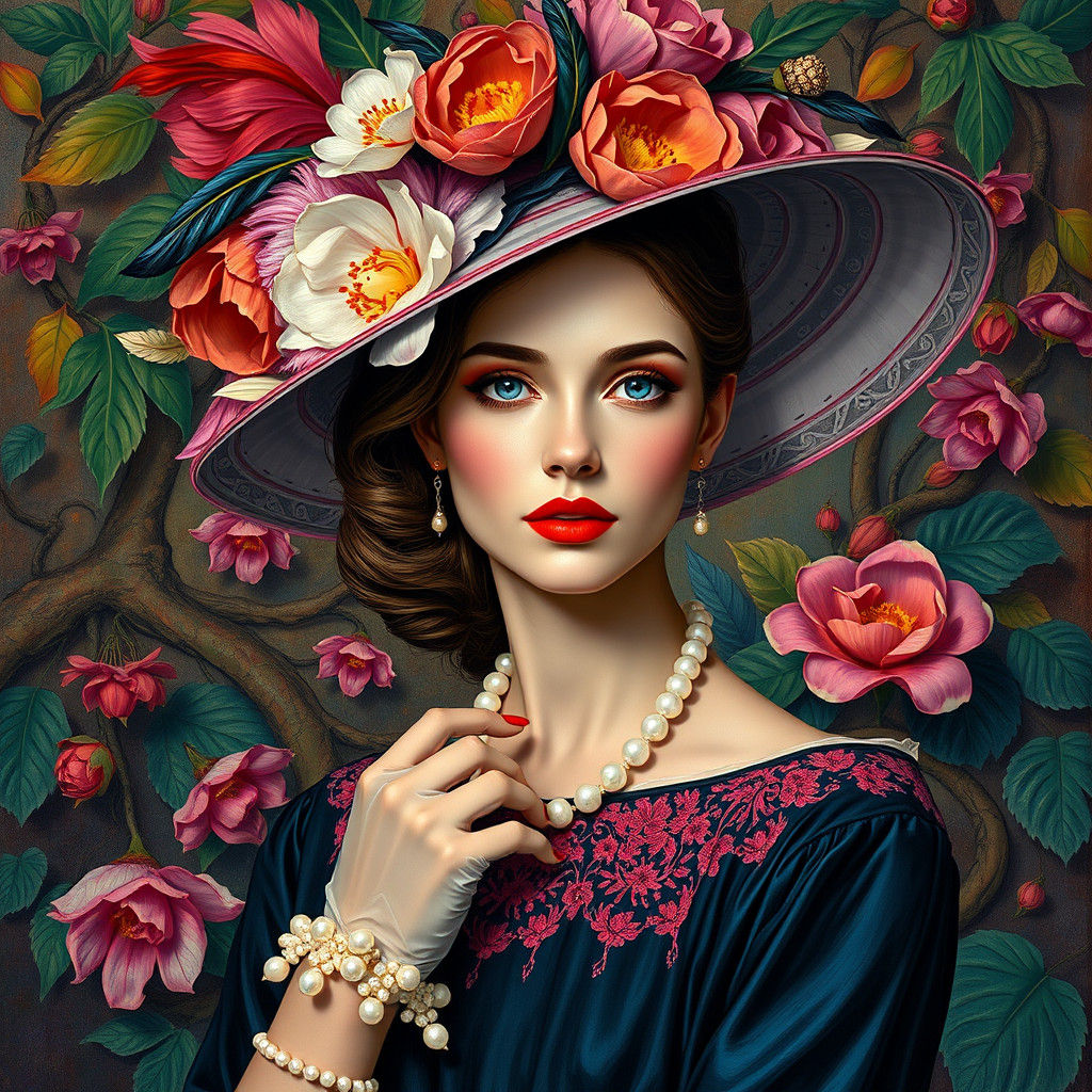 Fauvist Portrait of Woman in Tea Hat