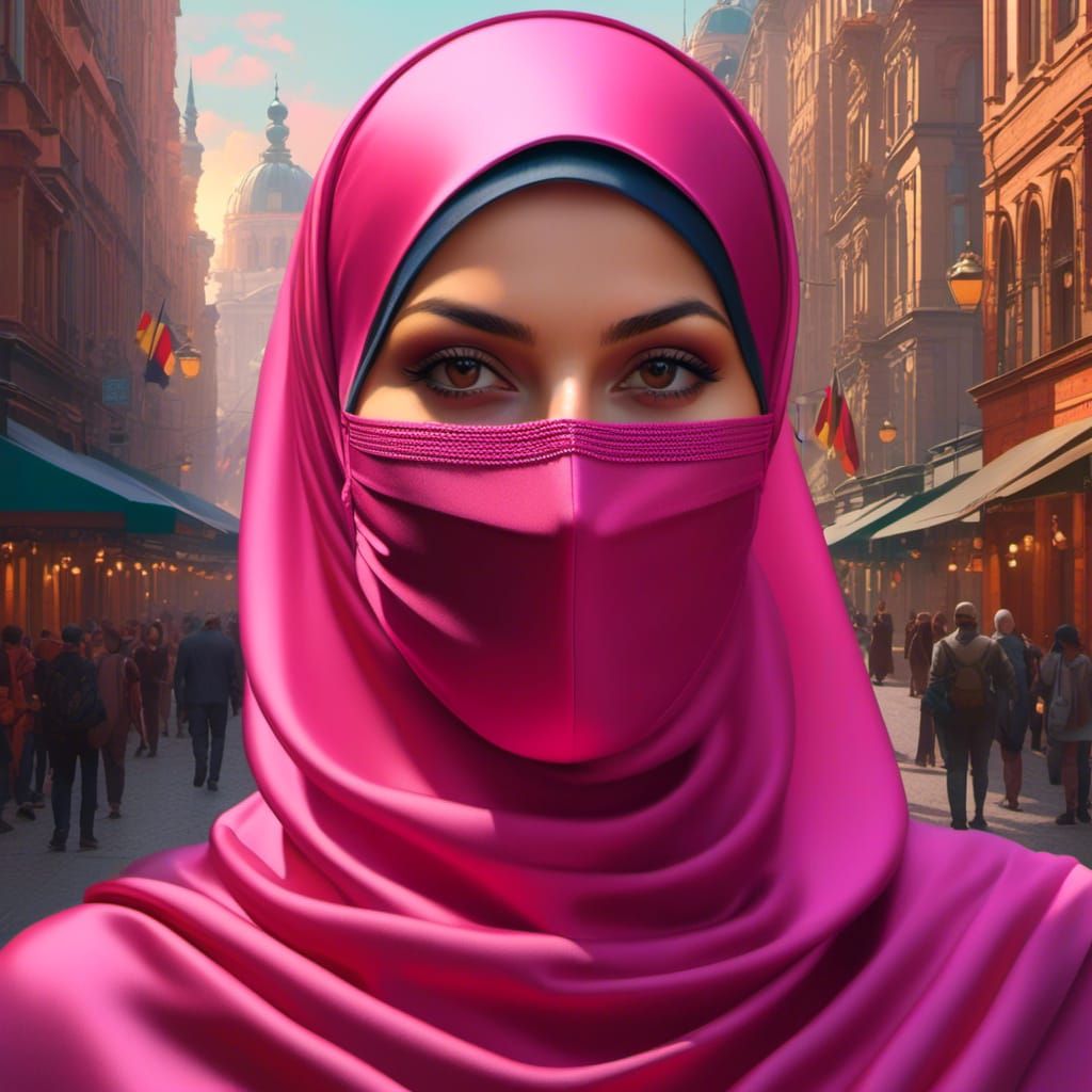 Masked Woman in Hijab: Hyperdetailed Portrait