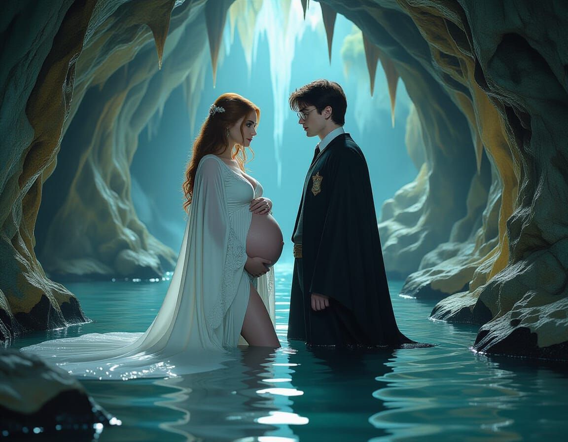 Ginny Weasley and Harry Potter in Surreal Grotto