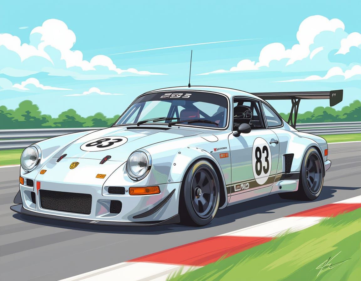 Karmann Ghia Retro-Modern Race Car Illustration