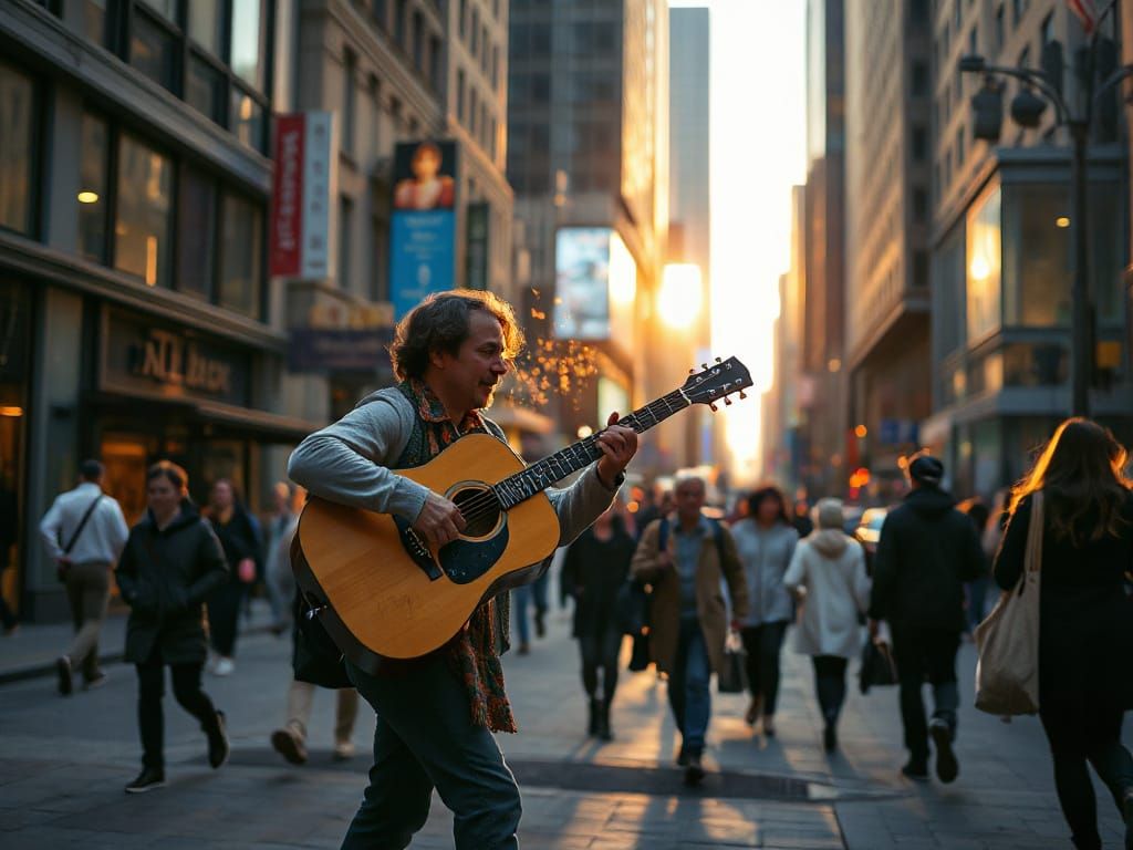 City Street Serenade in Magical Realism Style