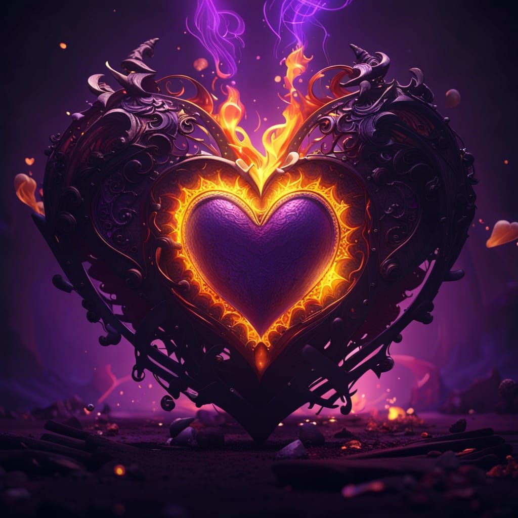 Burning Hearts in Dark Fantasy Concept Art