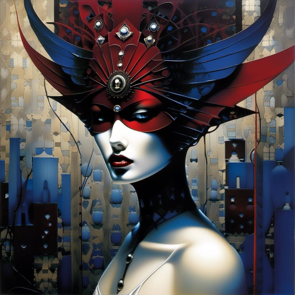 Queen of the Underworld Portrait in Surrealist Style