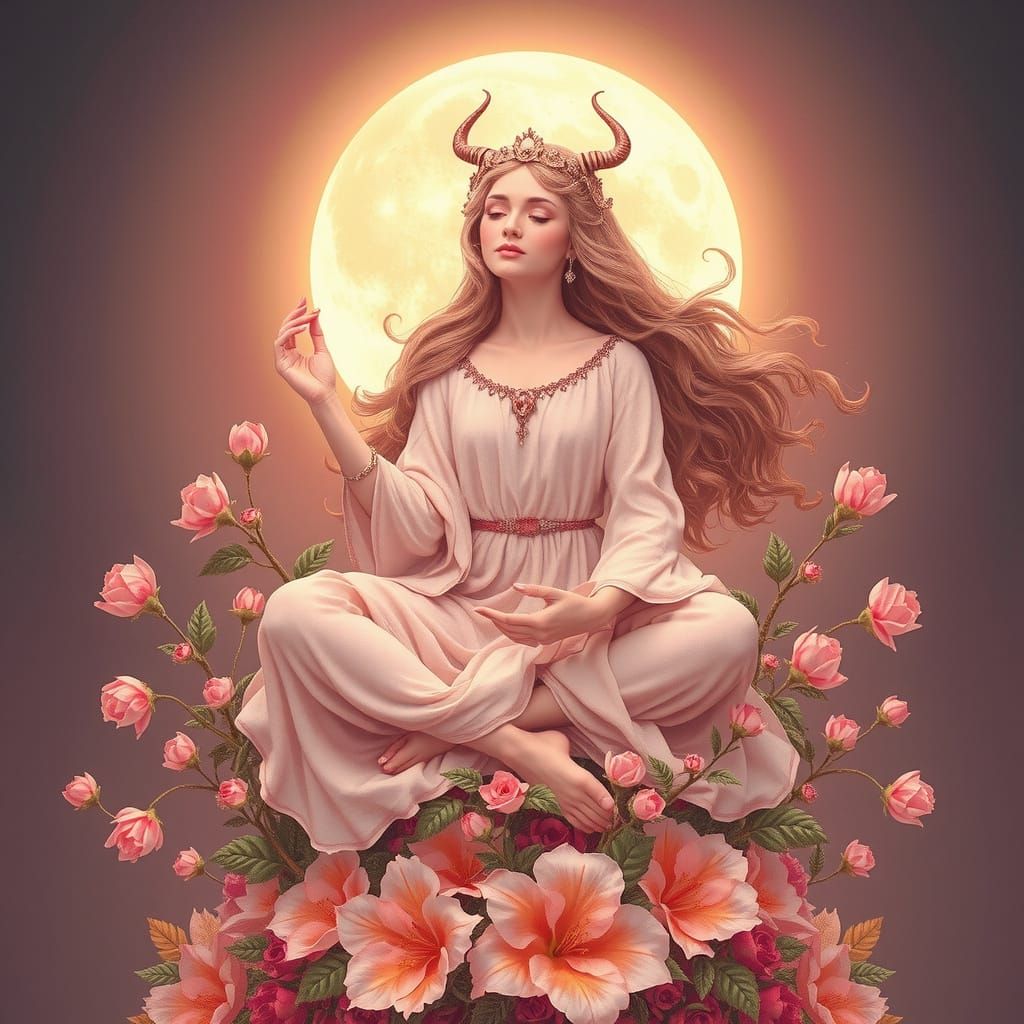 Serene Goddess of the Divine Feminine in Pastel Hues