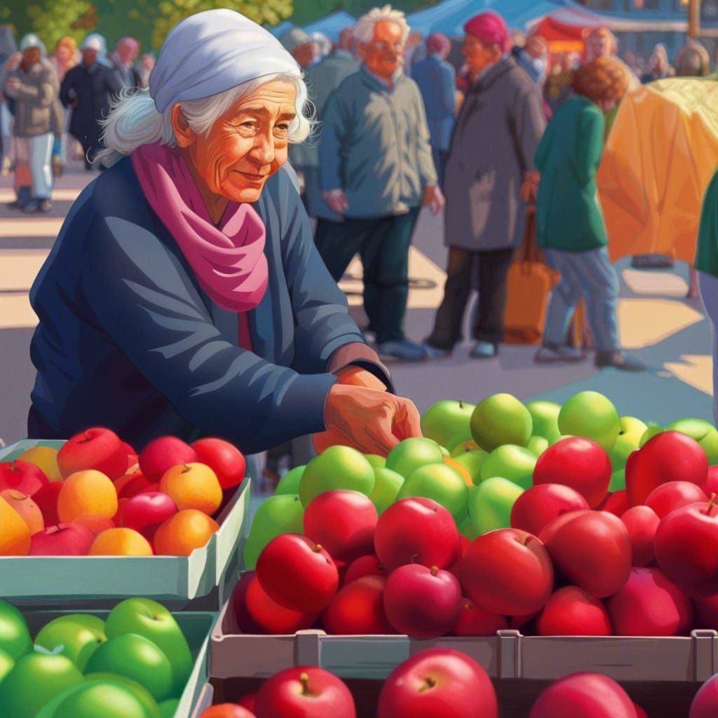 Festive Farmers' Market Scene with Apples