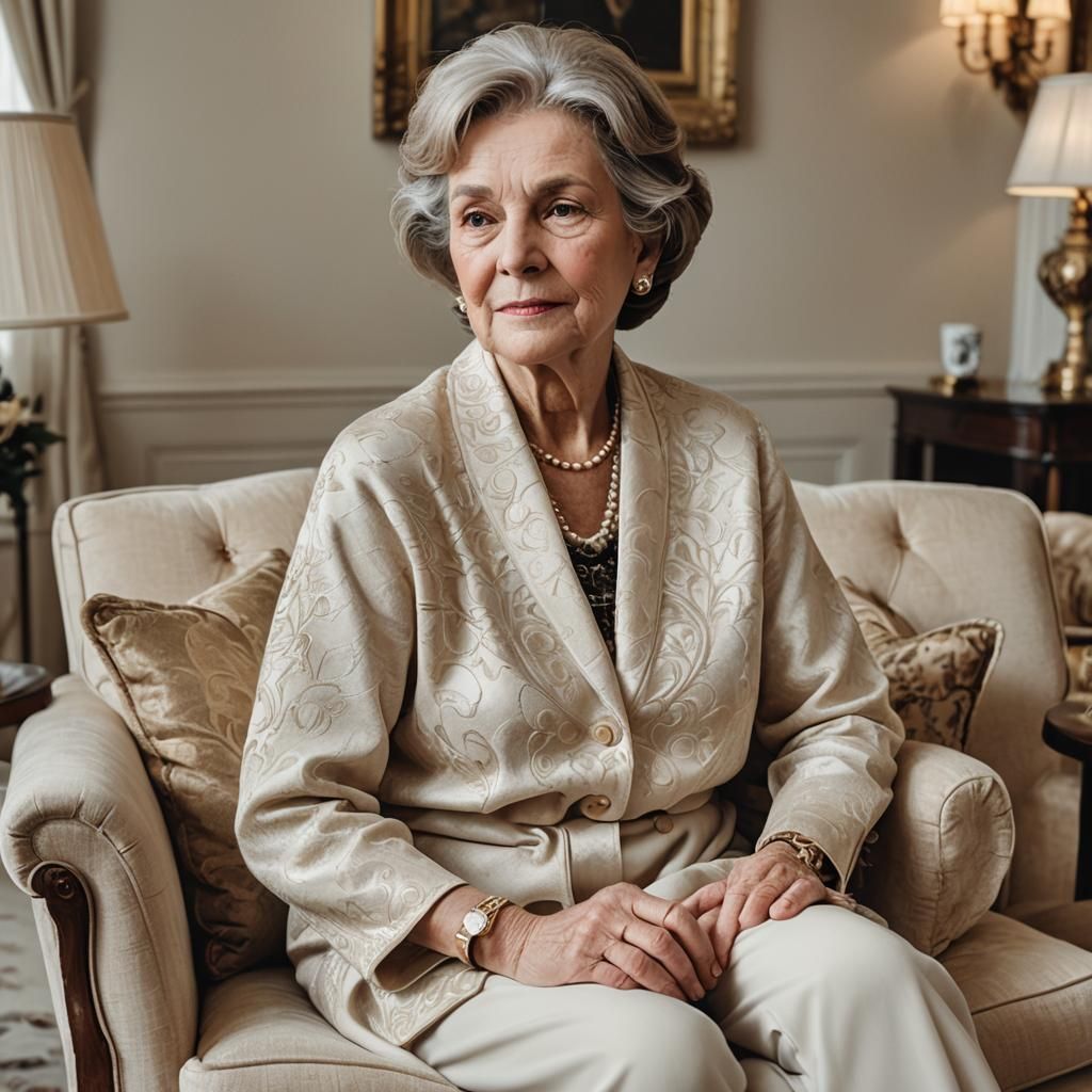Elegant Woman in Luxury Living Room