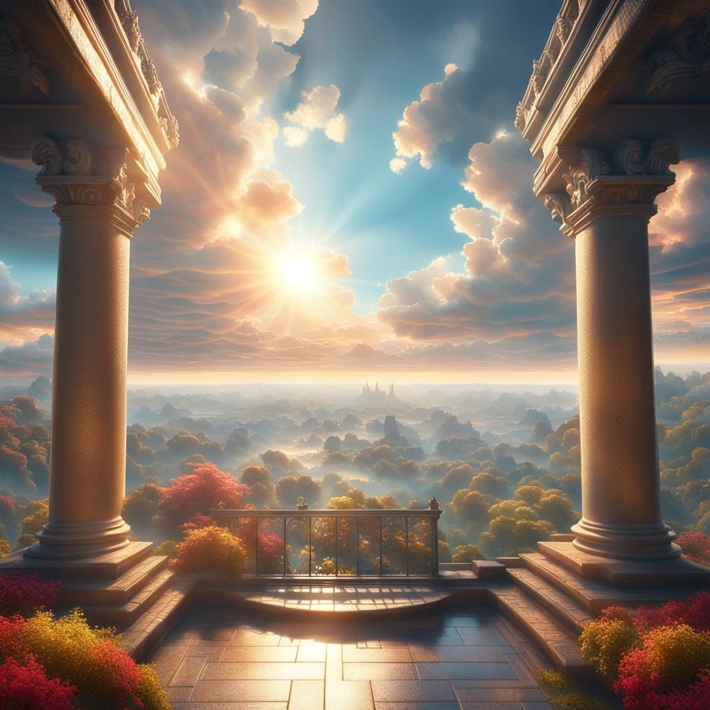 Heavenly Landscape in Matte Painting Style