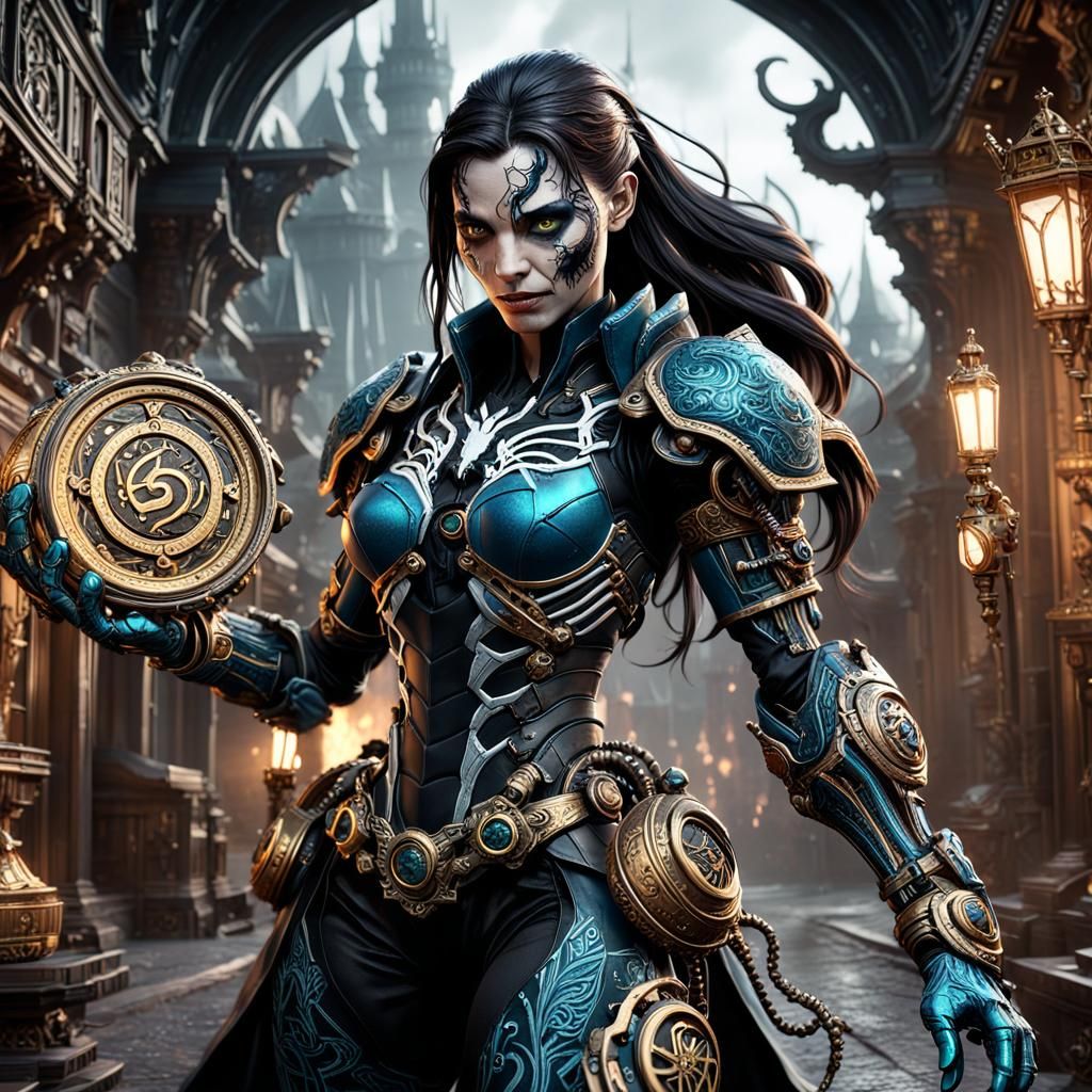 Venom Alchemist with Mechanical Arm: Detailed Digital Art