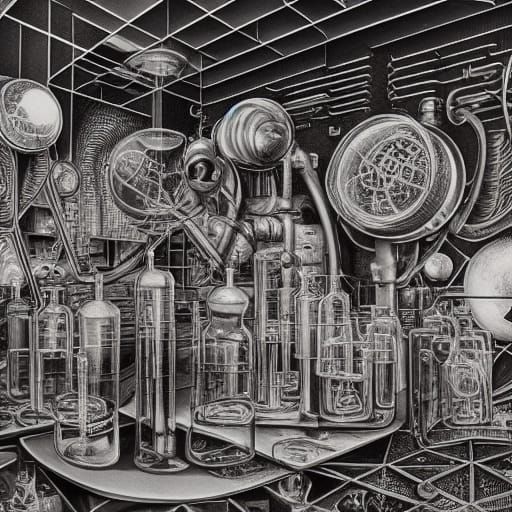Futuristic Chemistry Lab in Steampunk Style