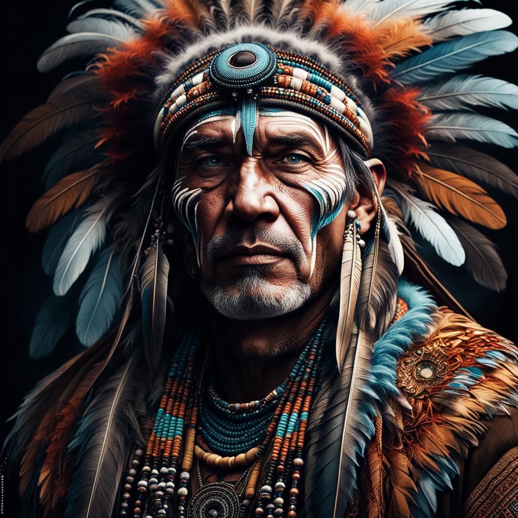 Hypnotic Shaman Portrait in Hyper-Realistic Digital Art