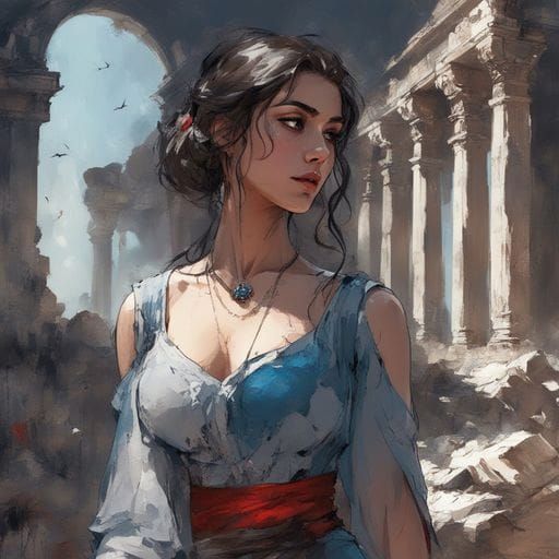 Pensive Turkish Girl in Smyrna Ruins