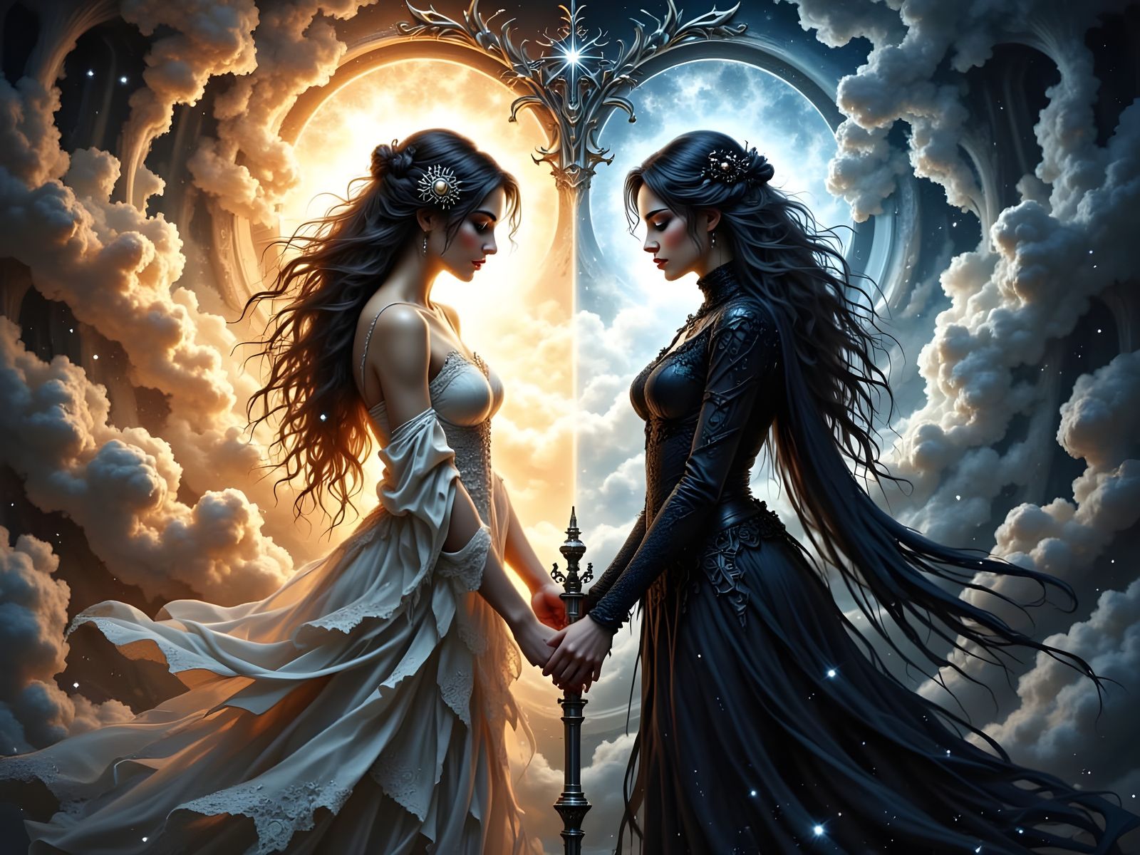 Ethereal Women Engage in Cosmic Conflict