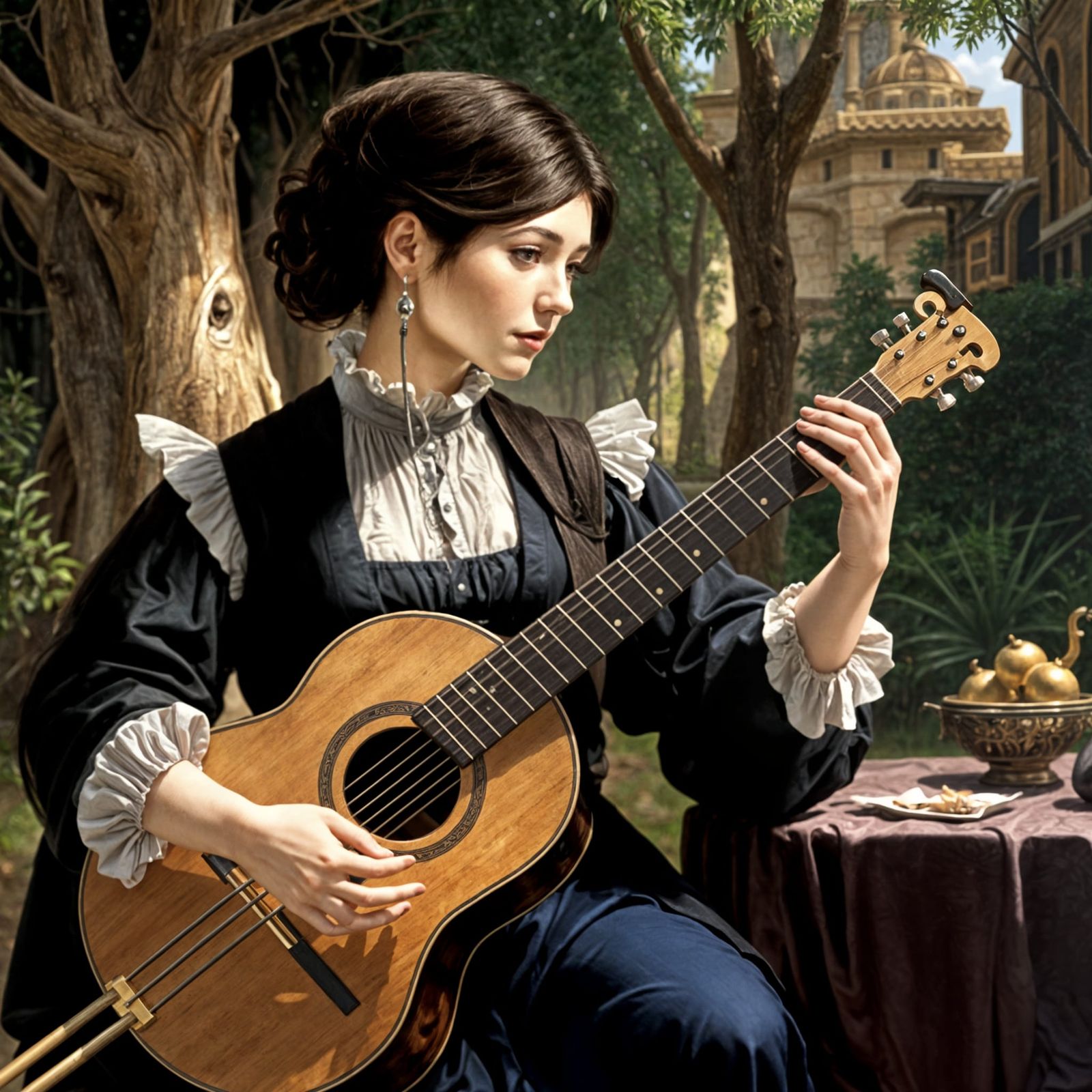 Lady Bard Sings Lament in Moody Light