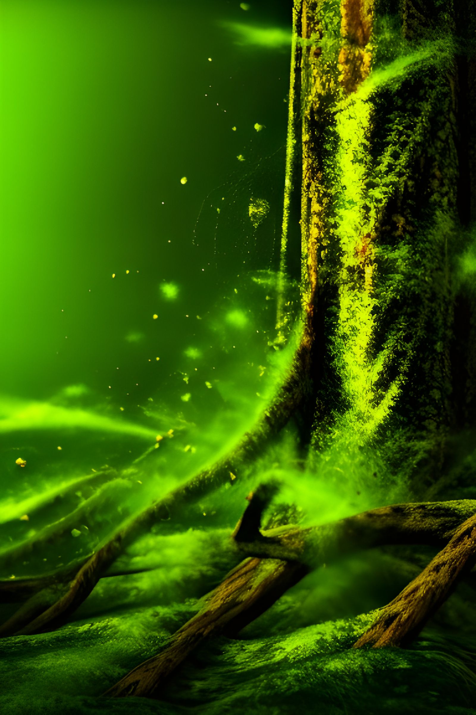 Lush Rainforest Scene with Owl in Maximalist Style