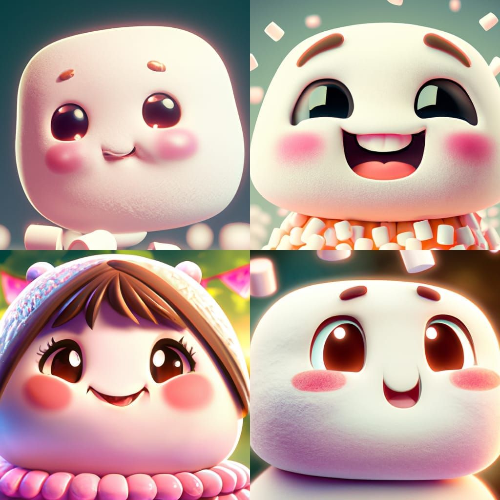 Adorable Chibi Marshmallow Portrait in Digital Art Style