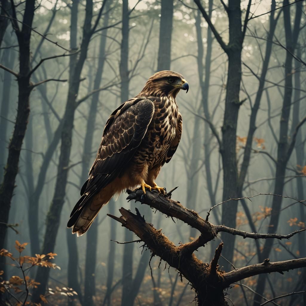 Dramatic Hawk Portrait in Cinematic Style