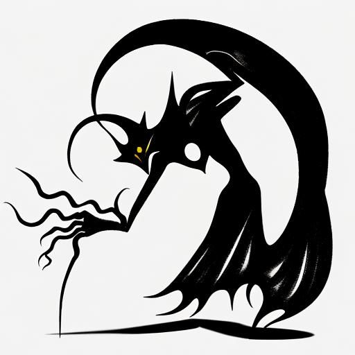 Creepy Shadow Monster Dances: Minimalist Surrealist Line Art