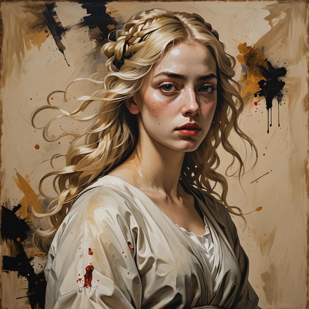 Expressionistic Painting of a Beautiful Blonde Woman