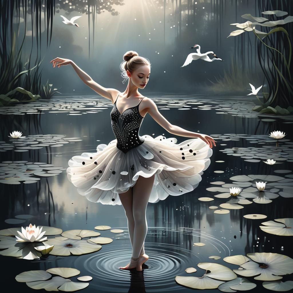 Swan Lake Ballerina in Surreal Digital Illustration