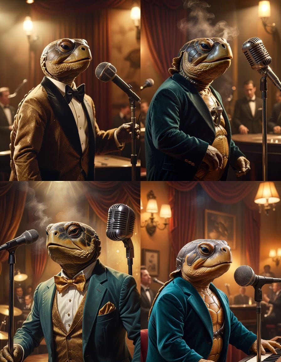 Turtle Jazz Singer in Velvet Suit