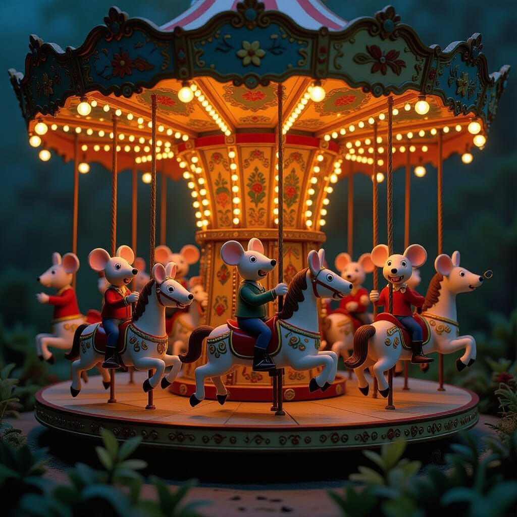 Fantastical Mouse Carousel Inspired by Bosch and Aardman