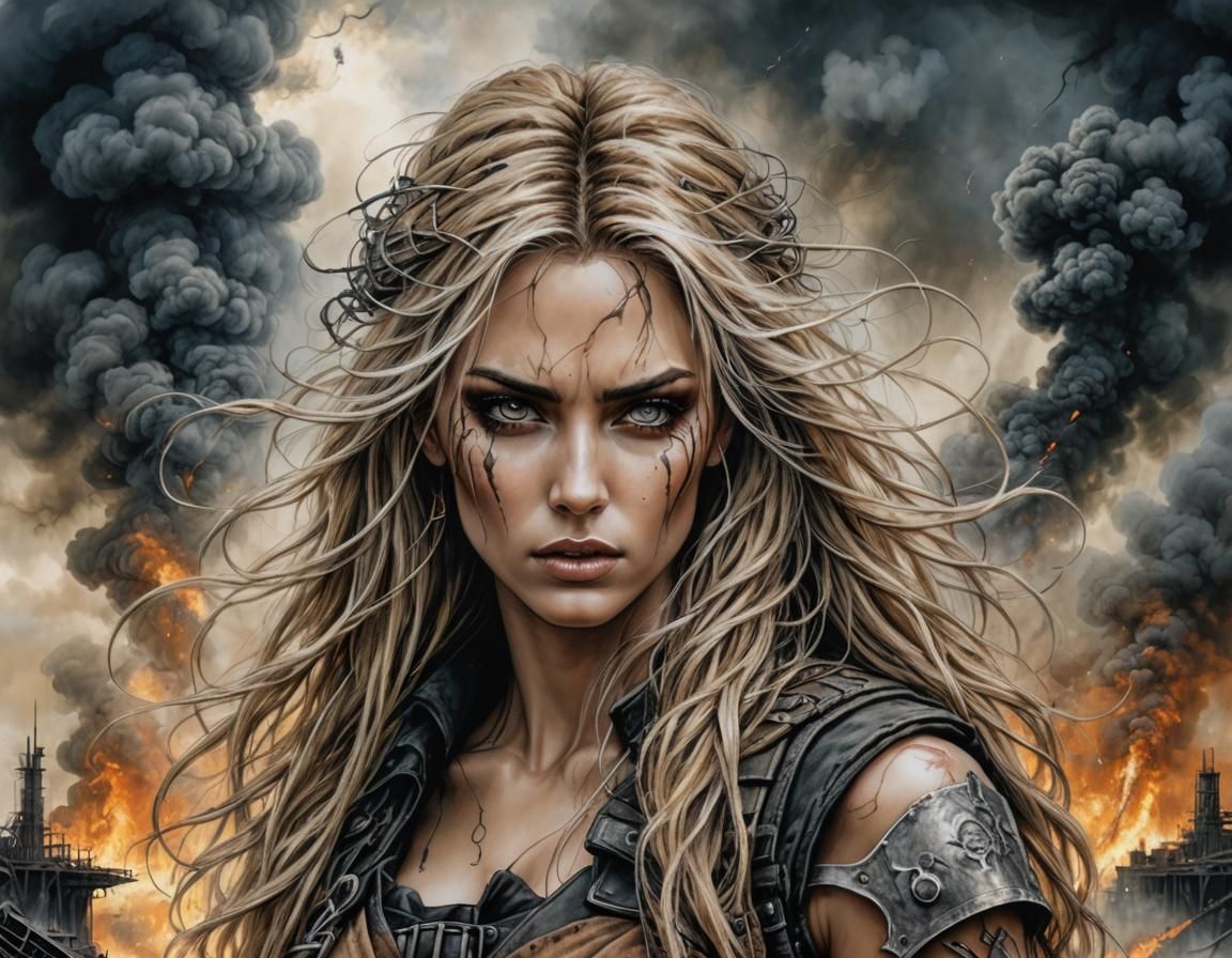 Gorgeous Girl Surviving Harsh Post-Apocalyptic Landscape