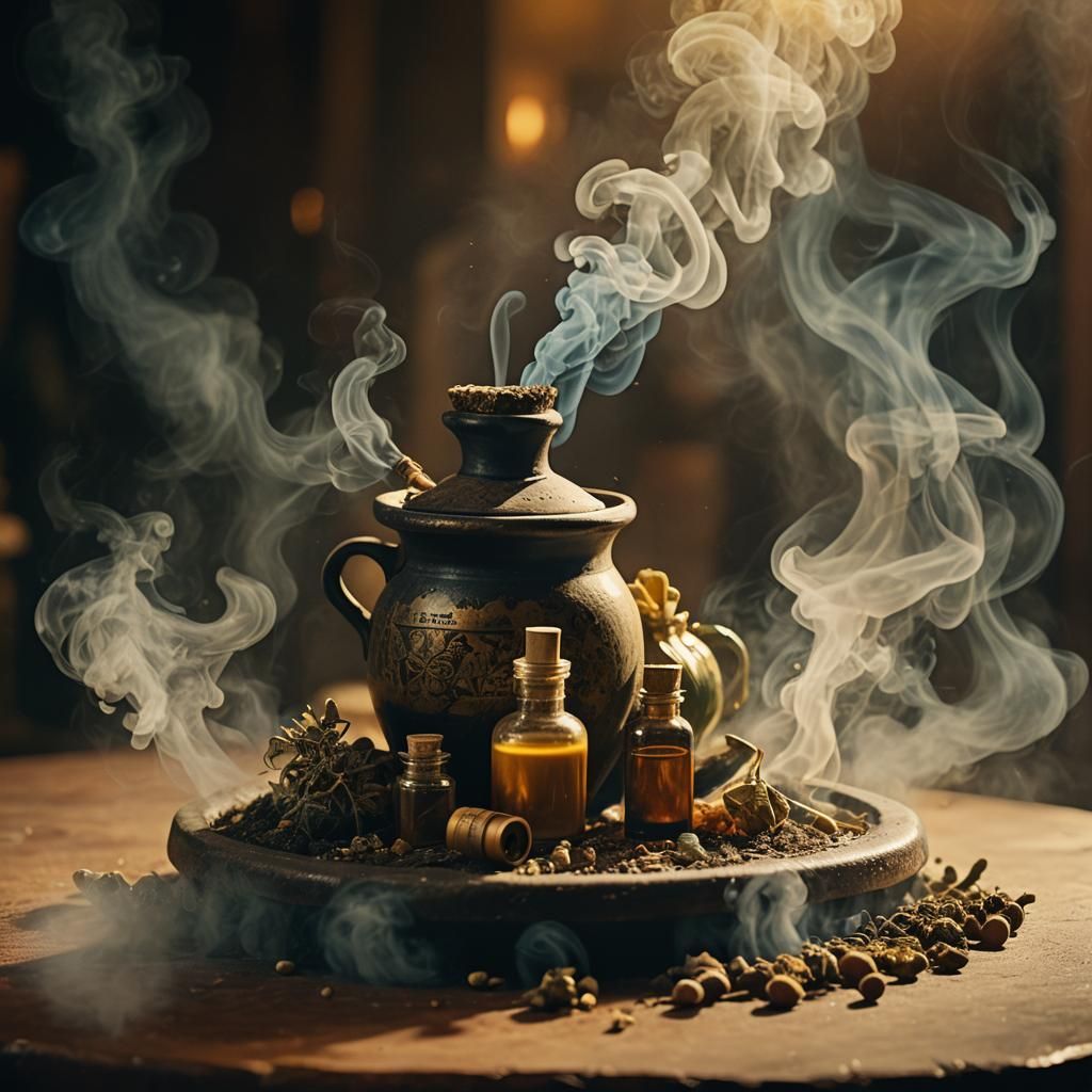 Caribbean Apothecary Still Life in Cinematic Style