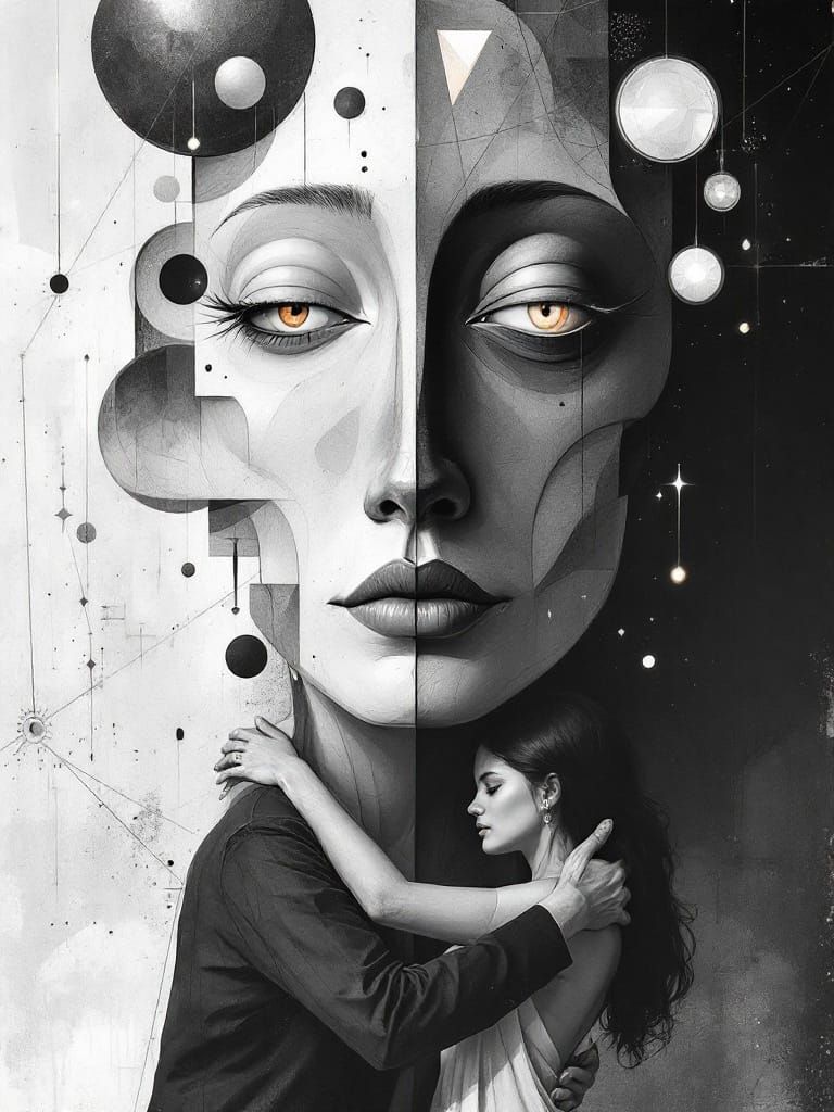 Surreal Abstract Portraits of Intimacy in Cosmic Dreamscape