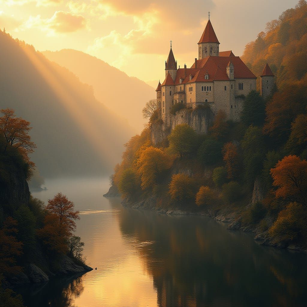 Gothic Monastery at Golden Hour, Quercy Region