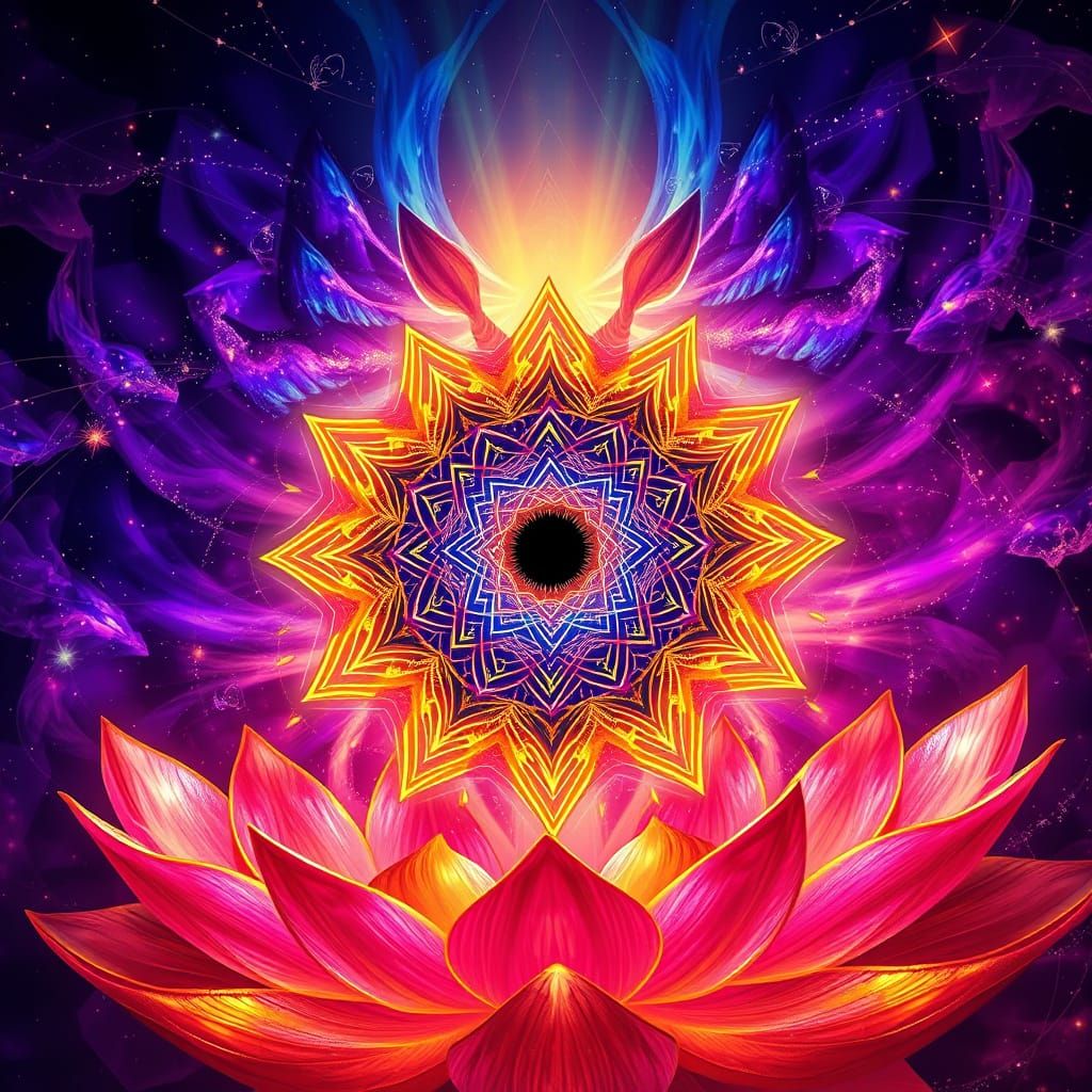 Sacred Third Eye Radiates Vibrant Fractal Patterns