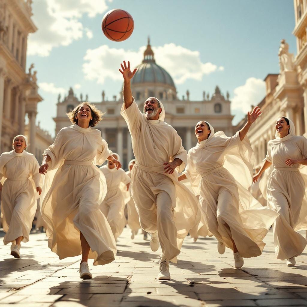 Catholic Group Plays Basketball at Vatican in Photorealistic...