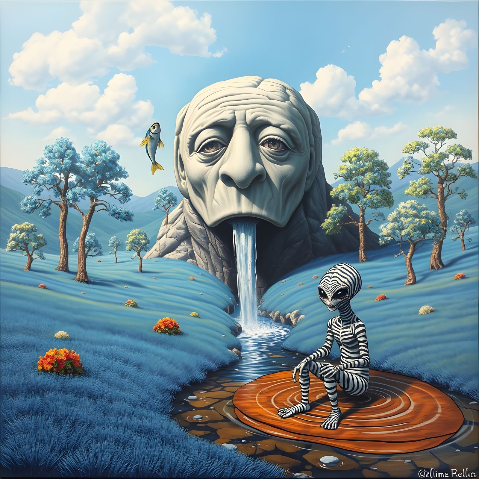 Surrealistic Valley Landscape in Psychedelic Colors