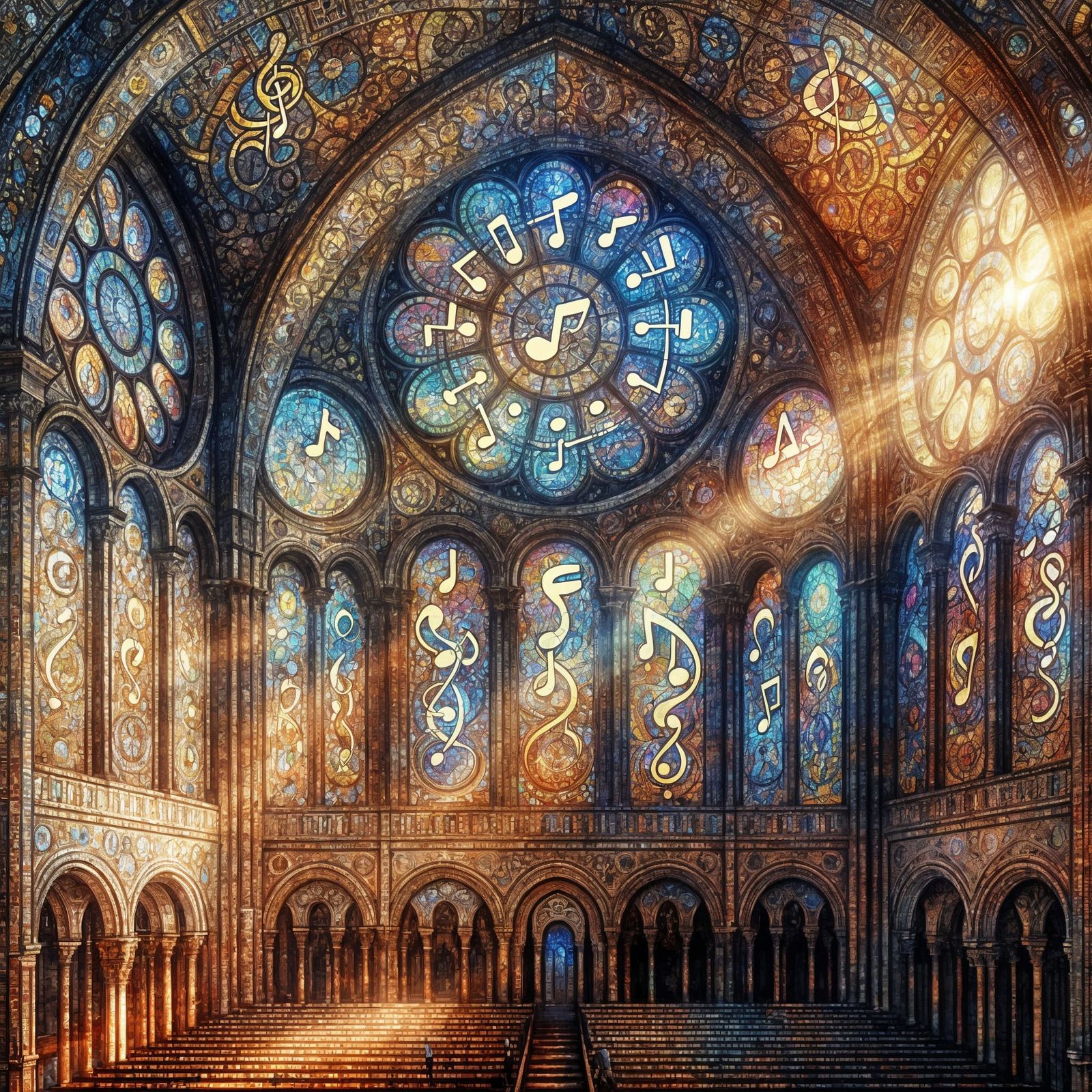 Cathedral of Musical Notes in Digital Painting