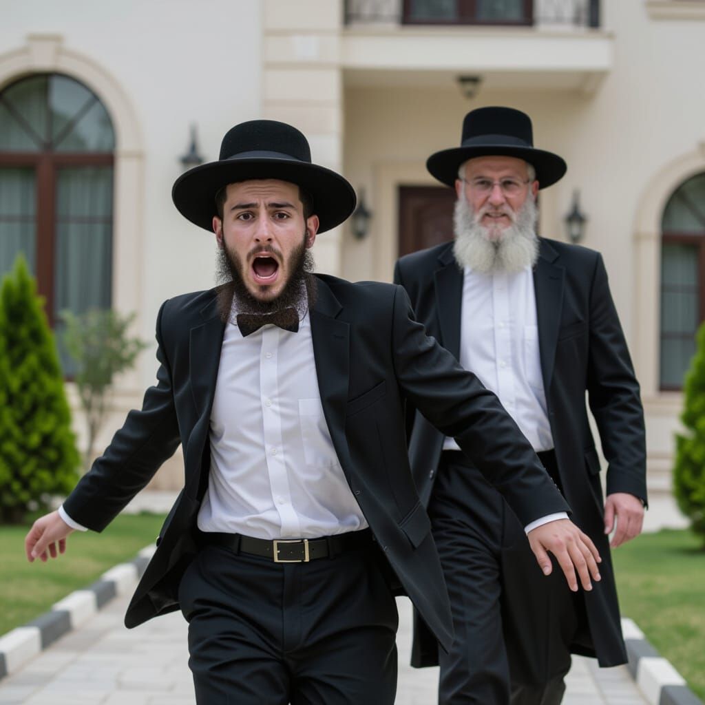Haredi Man Flees Villa in Dramatic AI Art