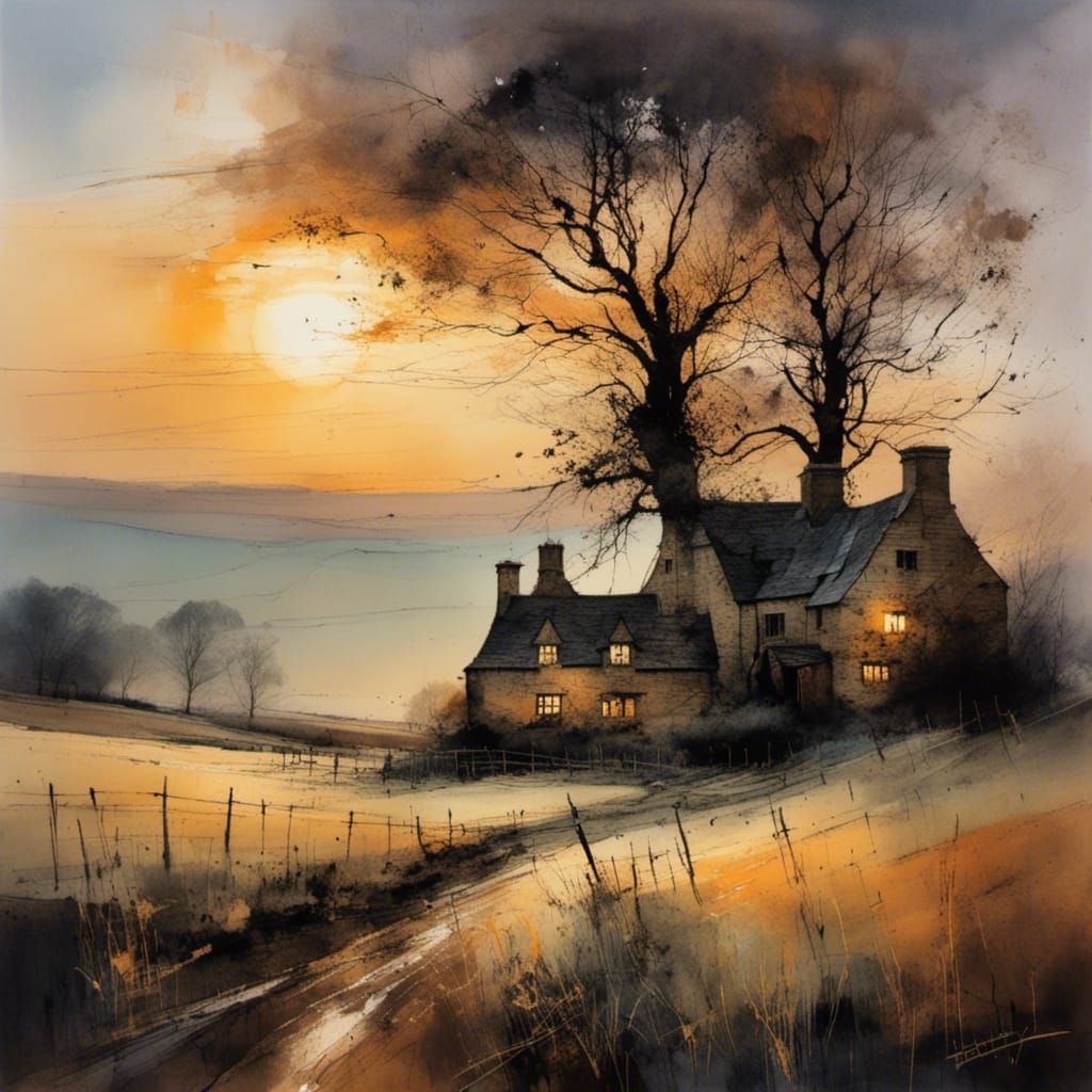 Cotswold Farmhouse at Sunrise