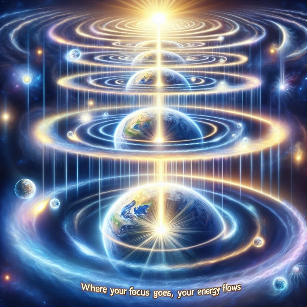 Multiverse Timelines: Glowing Energy Spirals Representing Pa...