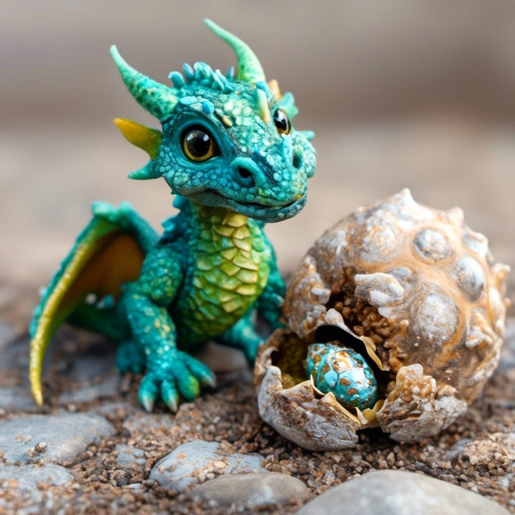 Realistic Baby Dragon Hatching from its Egg