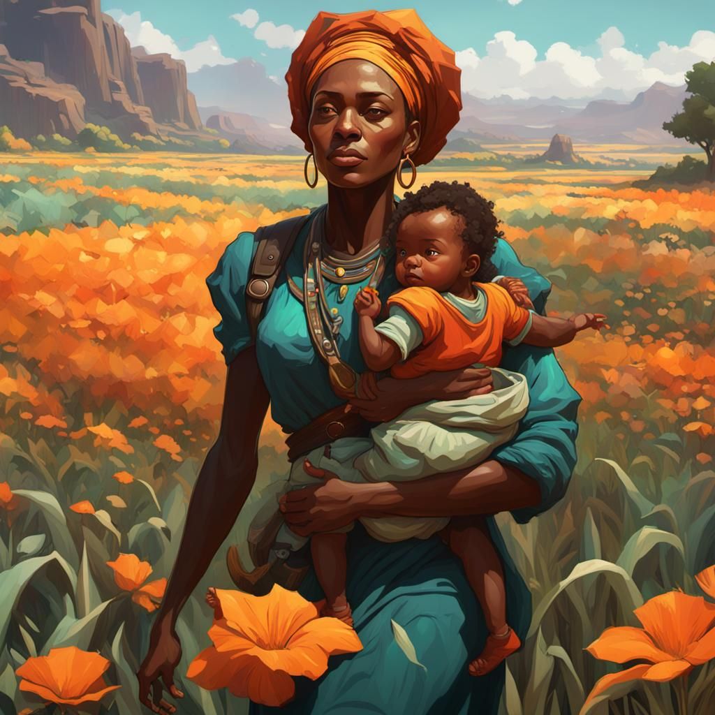 Black Woman with Baby: Fieldwork in Art Nouveau Style