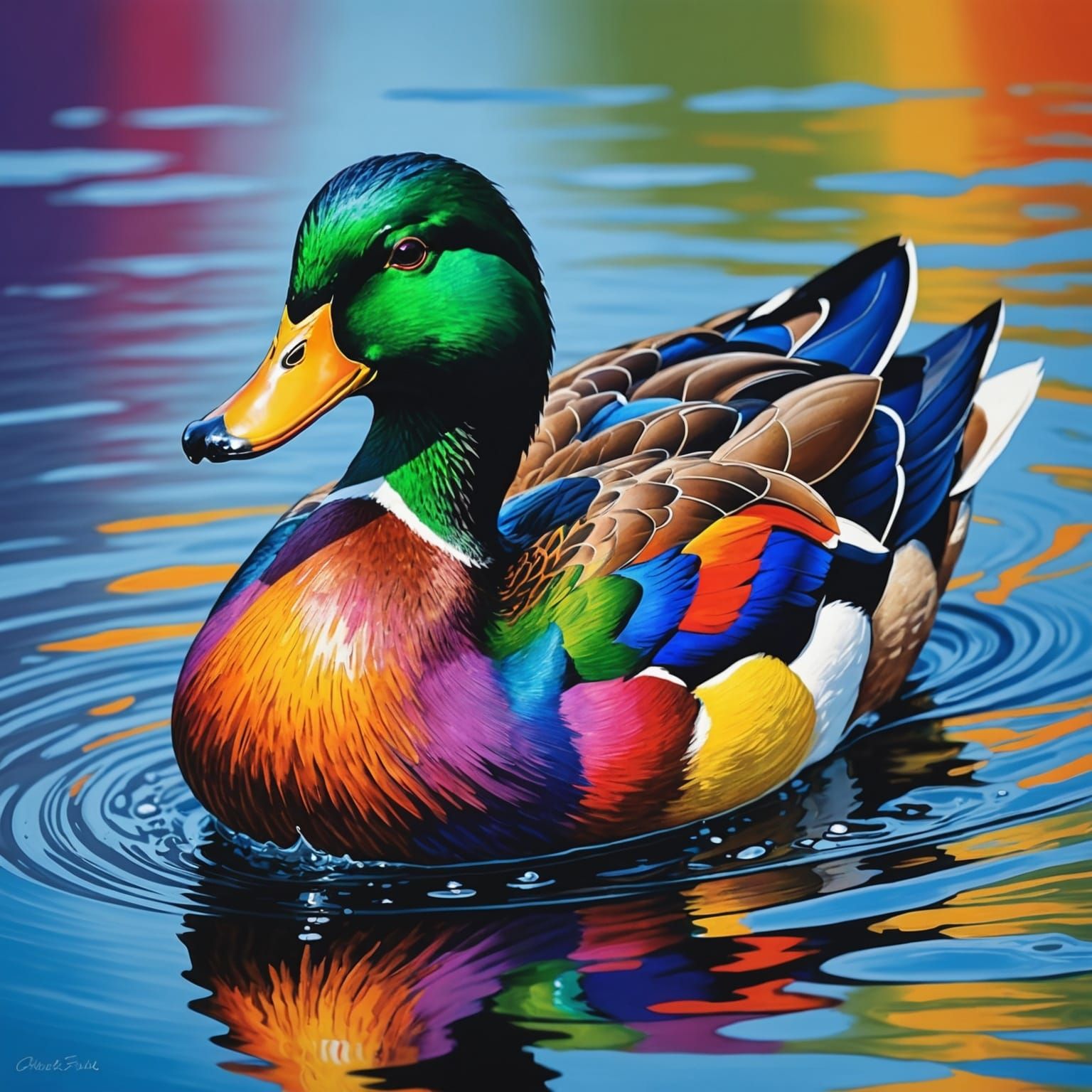Colorful Duck Art: AI-Generated Whimsical Duck