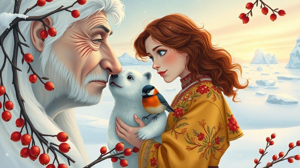 Whimsical North Pole Encounter in Golden Era Style