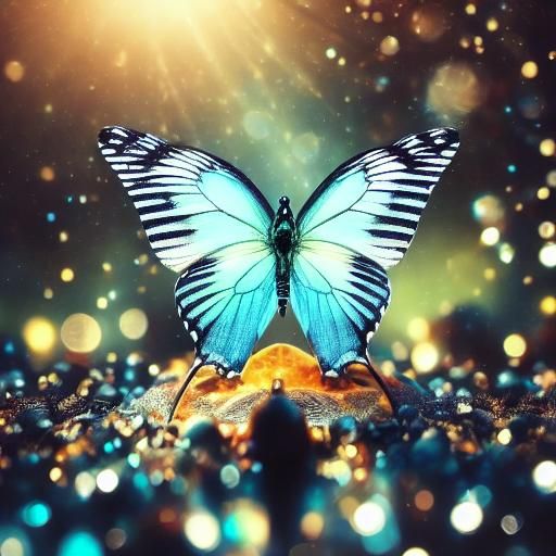 Glistening Butterfly Wings in Sunlight: Macro Photograph