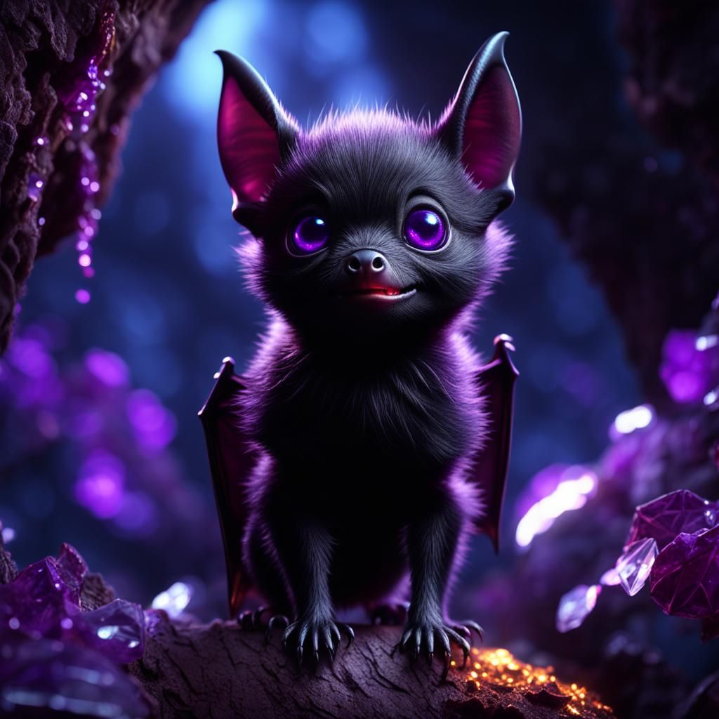 Adorable 3D Bat with Glowing Eyes
