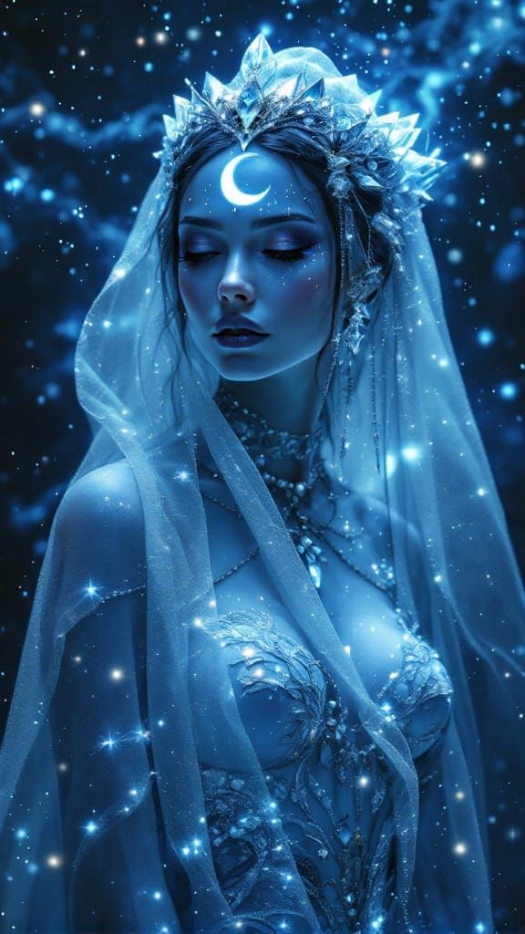 Celestial Priestess in Shimmering Veil
